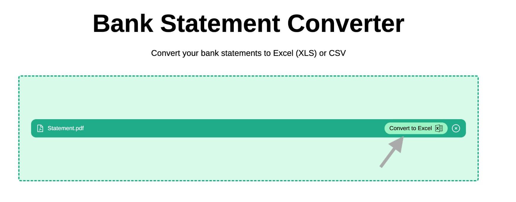 Convert the bank statement to excel