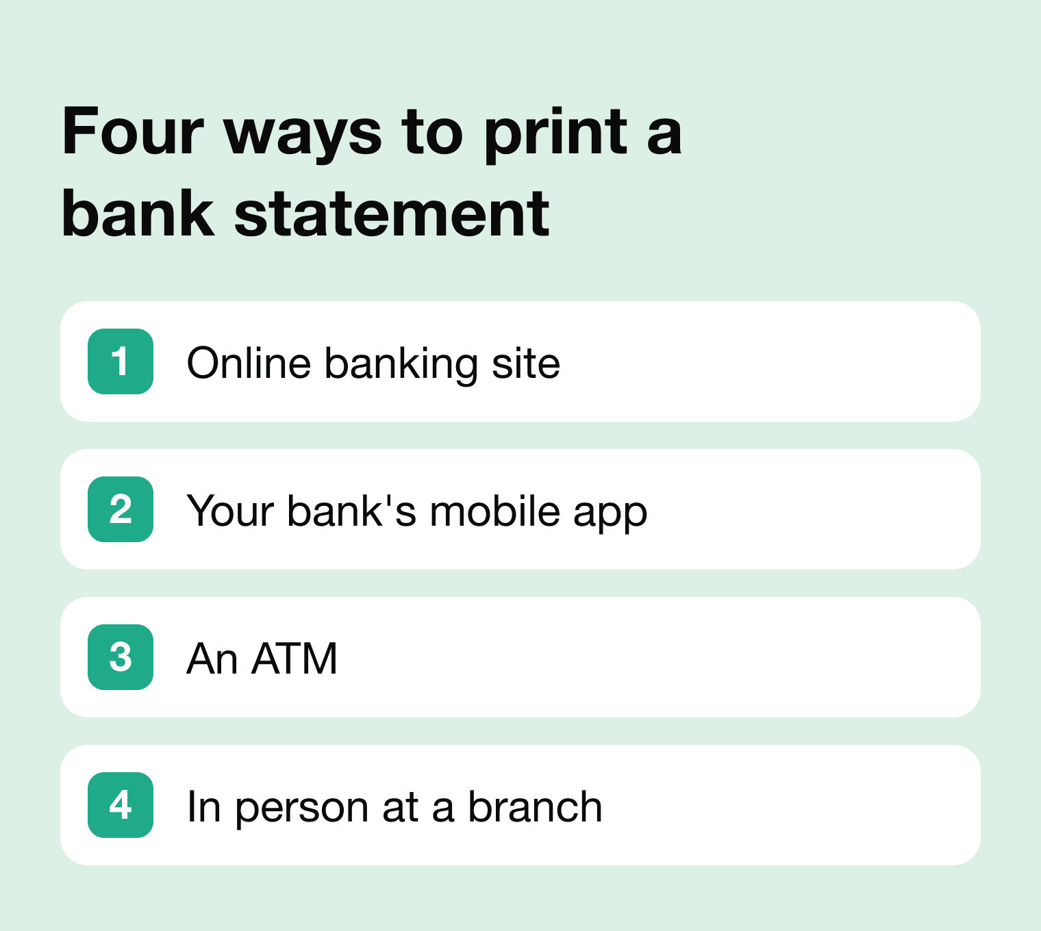 Methods to print a bank statement