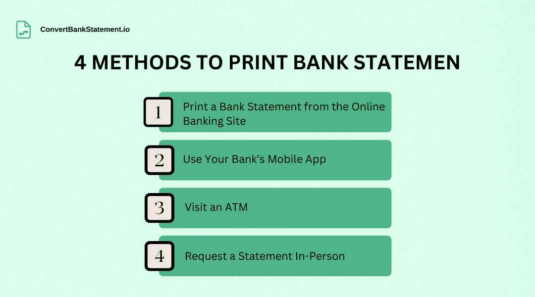 Methods to print a bank statement